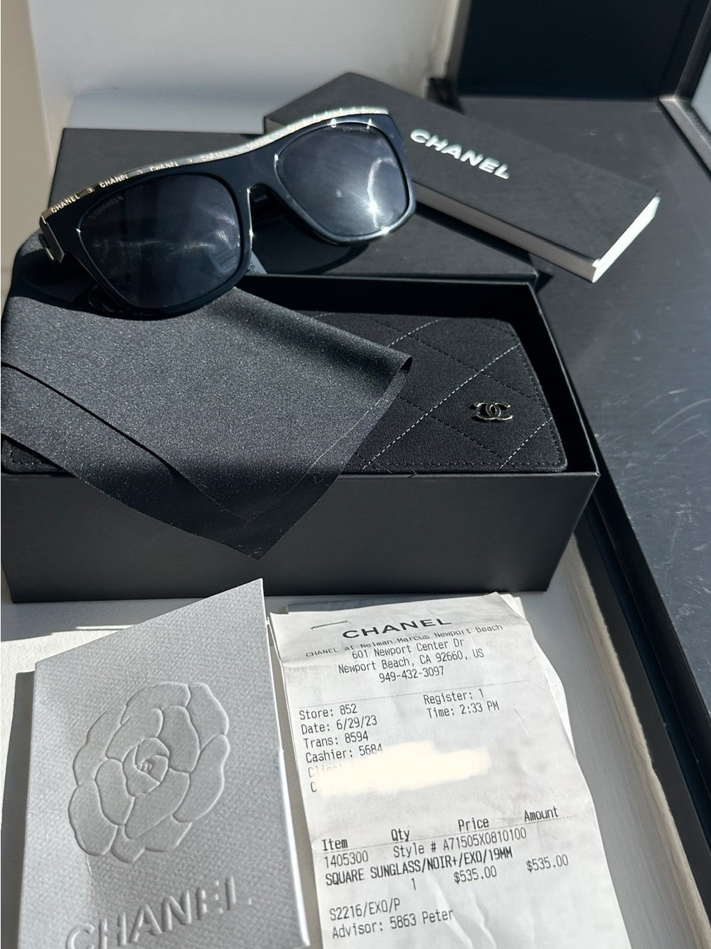 CHANEL Black Sunglasses with Branded Case and Cloth